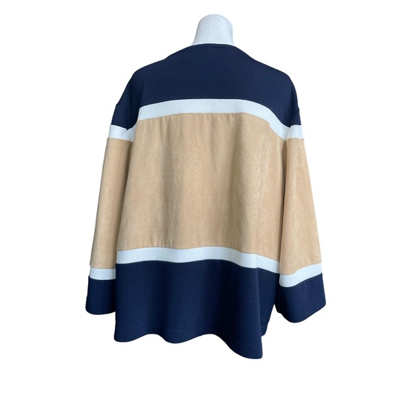 Chicos Travelers Collection Size 3 Mature Suede Colorblock Womens Cardigan XL 16 - Picture 4 of 9
